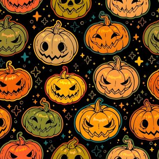 a lot of pumpkins that are on a black background with stars and sparkles Halloween Pumpkins Non Traditional Spooky Pumpkin, Halloween Phone, Halloween Wall Paper Design, saddle brown
