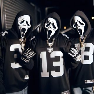 Raider Profile Picture, Cool Raiders Pfp, Raiders Profile Picture, Ghost Face With Money, Tuff Ghostface Wallpaper, Tuff Ghostface Pfp, Ghostface Drip, Las Vegas Raiders Pfp, Black Ghostface Pfp Raiders Halloween Raider Profile Picture, Cool Raiders Pfp, Raiders Profile Picture, black