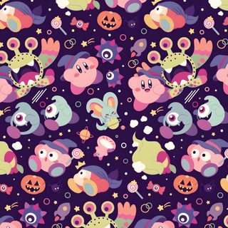 an animal themed wallpaper with many different animals Kirby Halloween Iphone Kirby Halloween, Kirby Pattern, Kirby Autumn, Kirby Backrounds, dark slate blue