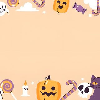 halloween frame with pumpkins, jack - o'- lanternes and cat on pink background Free Cute Halloween Desktop Halloween Horizontal, Laptop Halloween, Halloween Keyboard Background, peach puff