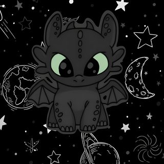 a black background with stars, planets and a little cute creature in the middle of it Halloween Toothless Toothless, Dragon Iphone, Emo, Goth, Stitch Drawing, Images Kawaii, black