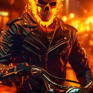a man on a motorcycle with flames coming out of his face and wearing a leather jacket Halloween Motorcycle Ghost Rider Images, Johnny Blaze, Ghost Raider, Ghost Rider Pictures, Ghost Rider, maroon