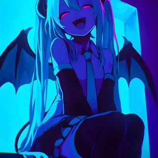 Demon Miku Fanart, Monster Hatsune Miku, Devil Hatsune Miku, Hatsune Miku Little Devil, Devil Miku, Little Devil Miku, Hatsune Miku Monster, Miku Monster, Succubus Miku Halloween Miku Demon Miku Fanart, Monster Hatsune Miku, Devil Hatsune Miku, dark blue