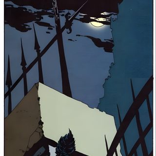 an illustration of a pumpkin on top of a building Batman The Long Halloween 2 Knight Halloween, Batman The Long Halloween, The Long Halloween, dark slate gray