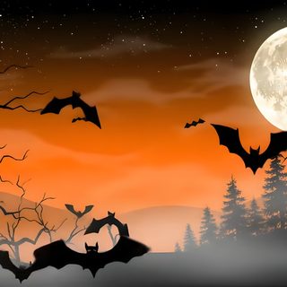 bats flying in front of a full moon with trees and mountains behind it at night Halloween Desktop Gif Pubg M416 Glacier, Halloween Live, Halloween Desktop, saddle brown