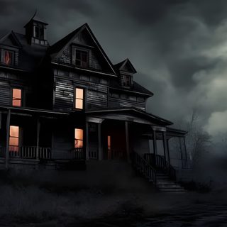 a creepy house with the moon in the background Halloween Creepy Place Hunted Background, House Of Horror, Background Horror, Hunted House, black