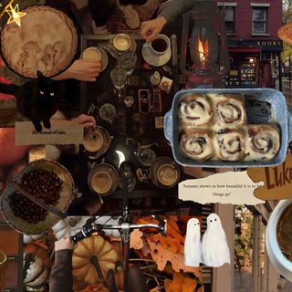 a collage of pictures with pumpkins and other items Halloween Gilmore Cozy Laptop, Autumn Desktop, Autumn Aesthetic Ipad, dark olive green