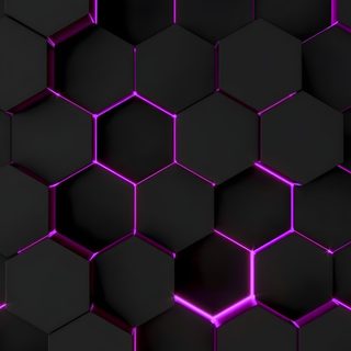 purple hexagonals on black background with light coming from the top and bottom Halloween Hexagon Neon Hexagon Aesthetic, Black Purple Hexagon, Hexagonal Magenta Energy, Hexa,