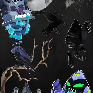 an image of halloween scene with bats and witches Brawl Stars Halloween black
