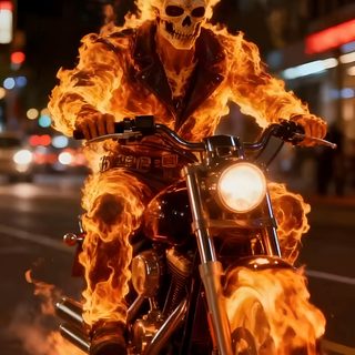 a man riding on the back of a motorcycle covered in fire while wearing a skeleton mask Halloween Motorcycle Image Illusion, Snake Eyes Gi Joe, Ghost Rider, Funny Dancing Gif, Dollars Money, maroon