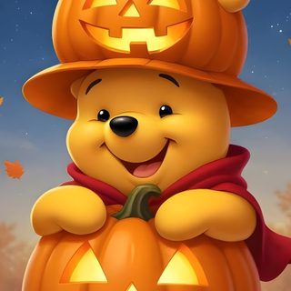 a teddy bear sitting on top of a pile of pumpkins in front of a full moon Halloween Winnie The Pooh Winnie The Pooh Skeleton, Pooh Iphone, Eeyore Images, Winnie The Pooh Gif, sienna