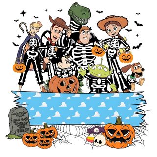 a group of people dressed up in halloween costumes Toy Story Halloween Toy Story Halloween, Toy Story Halloween Clip Art, Pixar Halloween, white