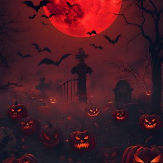 halloween pumpkins and bats in front of a full moon Red Halloween Aesthetic Halloween Harry Potter, Red Halloween, Halloween Backgrounds, Scary, black