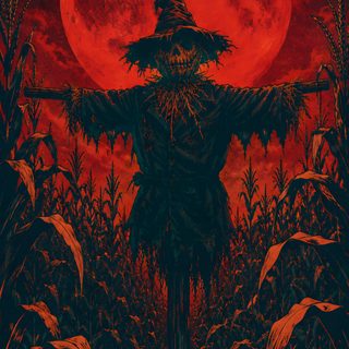 a scarecrow standing in the middle of a cornfield with his arms outstretched to the sky Halloween Attack Pumpkin Monster, Scarecrow Tattoo, Halloween Photos, Halloween, Scarecrow, black