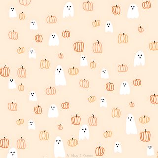 an orange and white halloween pattern with ghost, pumpkins, and ghost faces on it Halloween Boo Halloween Orange White Fall Computer Backgrounds, Inspiration, Cute Fall Backgrounds, papaya whip