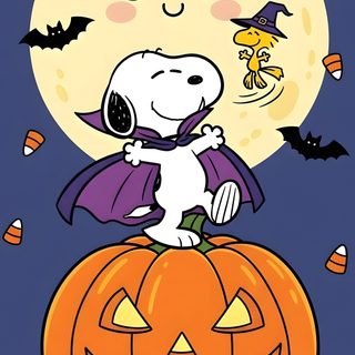 snoop on top of a pumpkin with bats Cute Cute Snoopy Halloween Snoopy, Snoopy Halloween, Peanuts Halloween, Halloween Coloring, dim gray