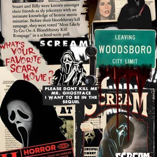 a collage of posters and advertisements with scary faces on them, including the words'living woodsboro city limit ' Halloween Iphone Movies And Shows Movie Character, Classic Horror Movies Posters, Halloween Backgrounds, dark olive green