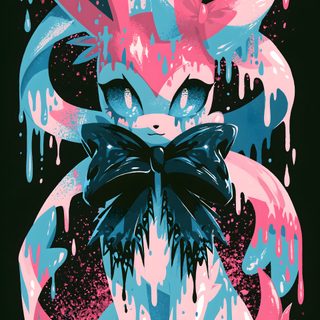 an abstract painting with pink, blue and black drips Halloween Sylveon Hd Pokémon, My Pokemon, Pokemon, dark slate gray