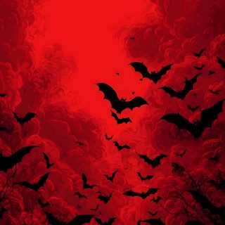 a red sky filled with lots of bats Red Halloween Aesthetic Red Fire Background, Red Halloween Background, Red Horror, Junction City,