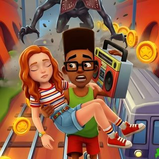 an image of a man and woman riding on train tracks in front of a monster Matching Stranger Things And Halloween Characters Stranger Things Lockscreen, Max Stranger Things 4, Stranger Things Tv Series, sienna