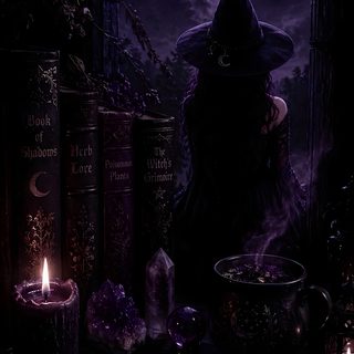 a witch's hat sitting on top of books next to a candle Halloween Purple Witch Witchy Iphone, Witchy Phone, Witchy Aesthetic, Purple Witchy Aesthetic, Wiccan, black
