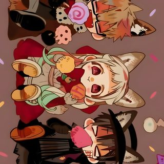 an image of two people surrounded by confetti and sprinkles Hanako Halloween October Anime, Anime Kawaii Halloween, Hanako Halloween, Hanako Kun Halloween Art, dim gray