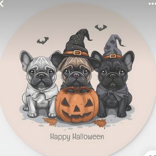 three pug dogs sitting next to each other with a pumpkin in front of them Halloween French Bulldog Sugar Skull French Bulldog, French Bulldog Thanksgiving, French Bulldog Fall, silver