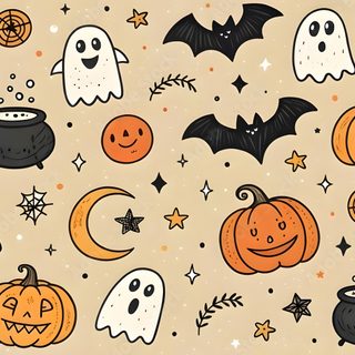 halloween themed wallpaper with pumpkins and ghost faces Happy Halloween Computer wheat
