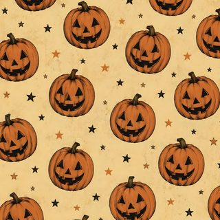 halloween pumpkins with jack - o'- lanterns and stars on a beige background Vintage Halloween Orange Halloween Backgrounds, Halloween Patterns, Instagram Story, Mood Board, burlywood