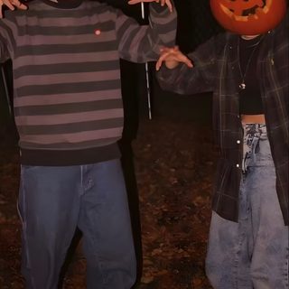 two young boys with pumpkin heads on their faces Grunge Halloween Aesthetic The Legend Of Sleepy Hollow, Image Halloween, 90s Halloween, black