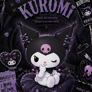 an image of a black and white cat with purple accents Halloween Kuromi Aesthetic Iphone Rock, Halloween Iphone, Halloween, Iphone, Room Decor, black