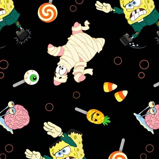 the simpsons characters are playing with candy and lollipops on this black background Spongebob Halloween Spongebob Thanksgiving, Spongebob Thanksgiving Background, Fall Spongebob, black