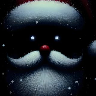 a painting of santa claus's face in the snow with glowing eyes and beard Halloween Santa Claus Faces Of Santa Claus On My Phone, Creepy Santa, Bad Santa Claus, Evil Santa, black