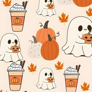 halloween pumpkins and ghostes with drinks in them on a pink background for the webpage October Preppy Halloween Halloween, Holiday Iphone, Autumn Phone, October, Pumpkin, antique white