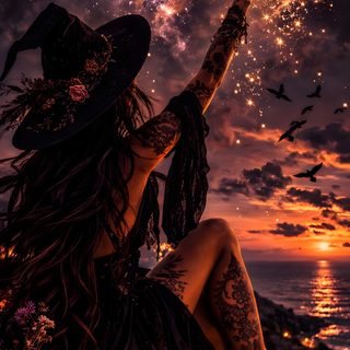 a woman sitting on the ground with her hands up in the air while looking at the moon Witchy Halloween Iphone Modern Witches, Witch Photo, Witchy Inspiration, Strega Aesthetic, black
