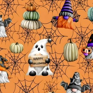 an orange background with halloween decorations and pumpkins Halloween Gnomes 4 Gnome Background Images, Gnome Background Aesthetic, Fall Gnome Iphone, Gnome Fall, peru