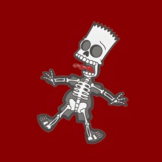 the simpsons skeleton is dancing on red background Bart Simpson Halloween Bart Simpson Iphone, Bart Simpson Ghost, Simpsons Halloween, maroon