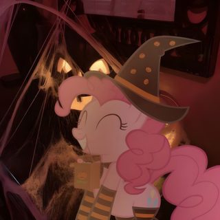 a pink pony with a witches hat on it's head Pinkie Pie Halloween Fluttershy Halloween Pfp, My Little Pony Pinkie Pie Halloween, My Little Pony Halloween, saddle brown