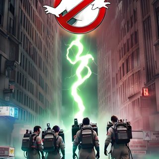 ghostbusters standing in the middle of a city street Ghostbusters Halloween Ghostbusters Shooting, Ghostbusters Background, Ghostbusters Aesthetic, dark slate gray
