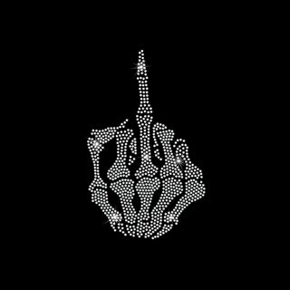 a black background with white dots in the shape of a hand holding a knife and fork Halloween Middle Finger Pink Retro, Bling Design, Rhinestone Letters, Rhinestone Transfers, Skull, black