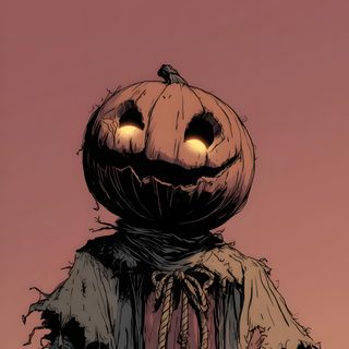 an illustration of a scarecrow with two glowing eyes on it's head, standing in front of a pink sky Halloween Attack Creepy Pumpkin, Sci Fi Horror, Halloween Dark, Fond D Ecran, Anime Fnaf, Wild Nature, sienna
