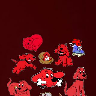 red dogs stickers are arranged on a black background, with one dog in the middle Clifford Halloween Clifford The Big Red Dog Fandom, Clifford The Big Red Dog Tattoo, Red Dog, black
