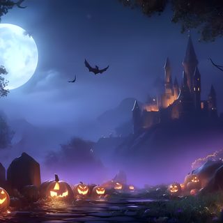an animated halloween scene with pumpkins and bats Halloween 3d Gif Background 4k, Free Halloween, Cool And Funny, Halloween, Halloween Desktop, dark slate gray