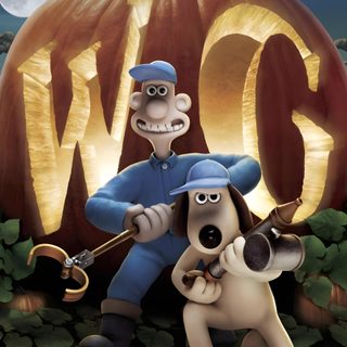 two cartoon characters standing in front of a pumpkin with the word w o g on it Wallace And Gromit Halloween Hd Wallace And Gromit Halloween, Thanksgiving Movie, Leprechaun Movie, dark slate gray
