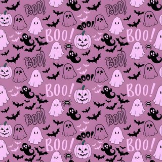 a purple background with black bats and ghost heads on it's face, while the word boo is written in white Purple Halloween Boo Purple Halloween Background Aesthetic, Light Purple Halloween Background, Halloween Backgrounds Purple, rosy brown