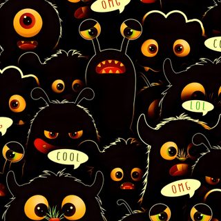a group of black cats with orange eyes and numbers on their faces are depicted in this pattern Halloween Monster Pattern Dual Iphone, Double Iphone, Monster Iphone, Monster Background, Monster Phone, black