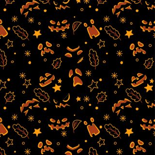 an orange and black background with stars, pumpkins, and other things on it Halloween Pumpkins And Stars Scattered Mario Halloween Background, Pokemon Halloween Pattern, Pokemon Halloween Phone Background, black