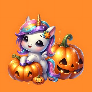 a little unicorn sitting on top of pumpkins Halloween Unicorn Halloween Unicorn, Spooky Halloween Pictures, Unicorn, Unicorn Illustration, dark orange