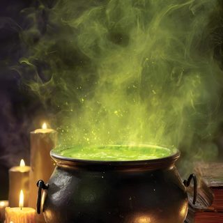 a caulder filled with green liquid surrounded by candles Halloween Spooky Cauldron Snakes Potions Halloween Potion Background, Witch Aesthetic Background, Gothic Halloween, dark olive green