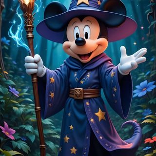 mickey mouse dressed as a wizard holding a wand Mickey Mouse Halloween 4k Minnie Mouse Wizard, Mickey Mouse Sorcerer, Mickey Mouse In Wizard Costume, dark slate gray